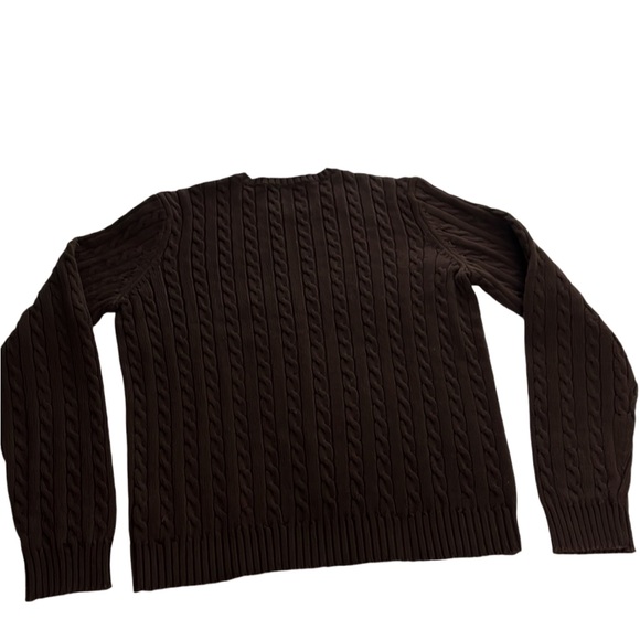 Ralph Lauren, Chocolate Brown Cableknit, Crew Neck Pullover Sweater Medium - Picture 3 of 9